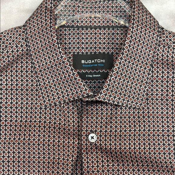Bugatchi Black and Red Casual Button Down Shirt - Picture 2 of 5